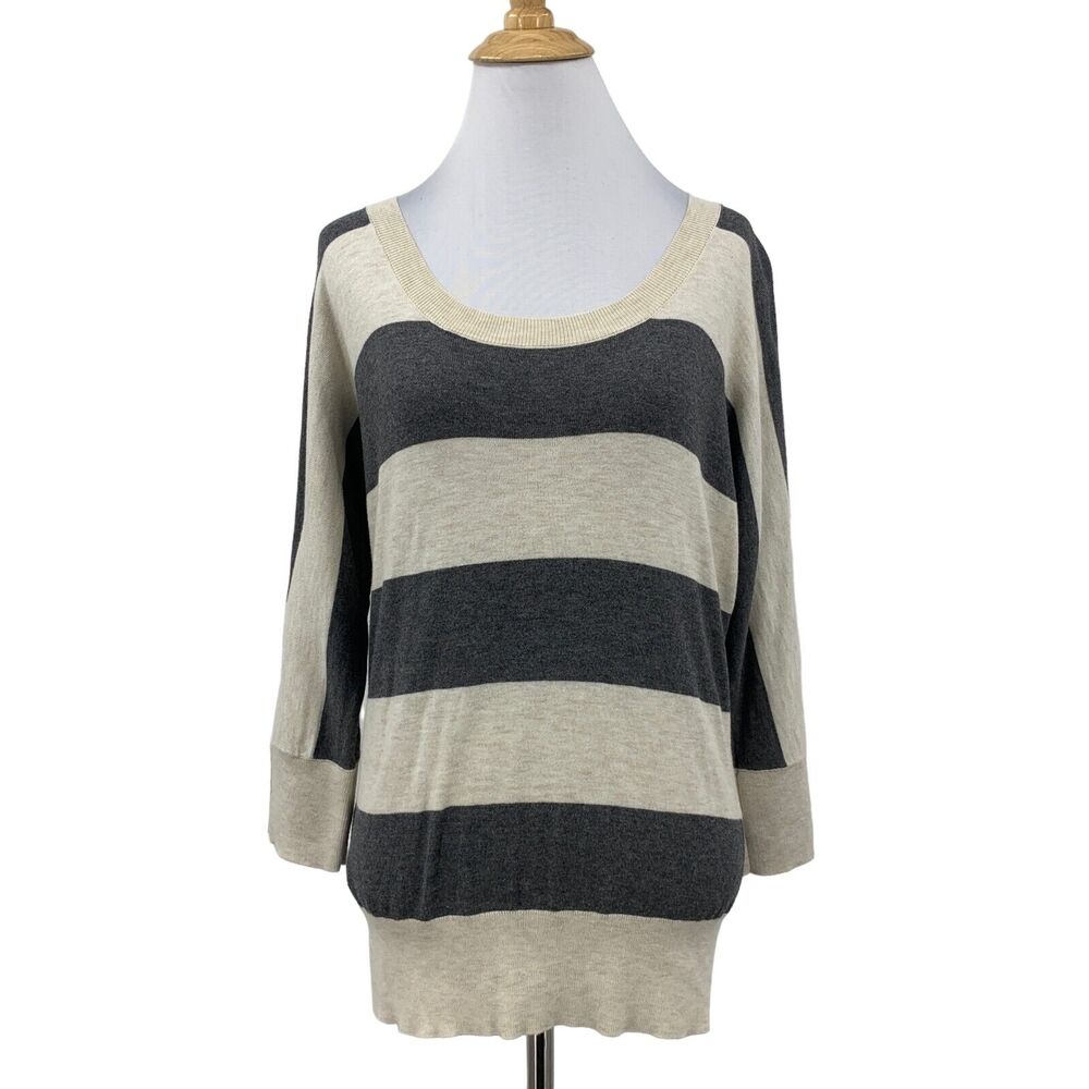 Loft Ann Taylor Sweater Womens MP Petite Rugby Striped Quarter Sleeve Slouchy